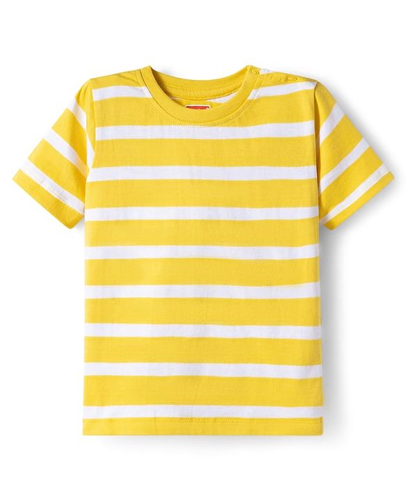 Babyhug 100% Cotton Single Jersey Knit Half Sleeves T-Shirt With Animal Print Pack Of 3 - Red Navy Blue & Yellow