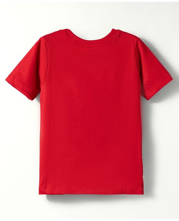 Babyhug 100% Cotton Single Jersey Knit Half Sleeves T-Shirt With Animal Print Pack Of 3 - Red Navy Blue & Yellow