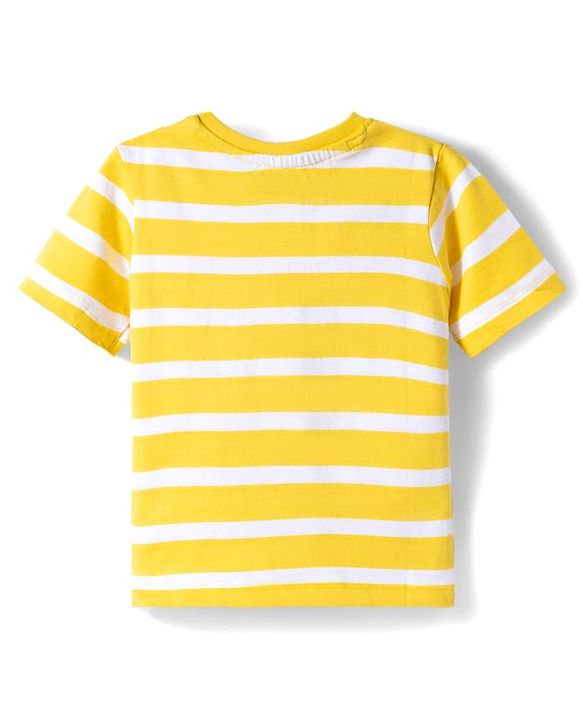 Babyhug 100% Cotton Single Jersey Knit Half Sleeves T-Shirt With Animal Print Pack Of 3 - Red Navy Blue & Yellow
