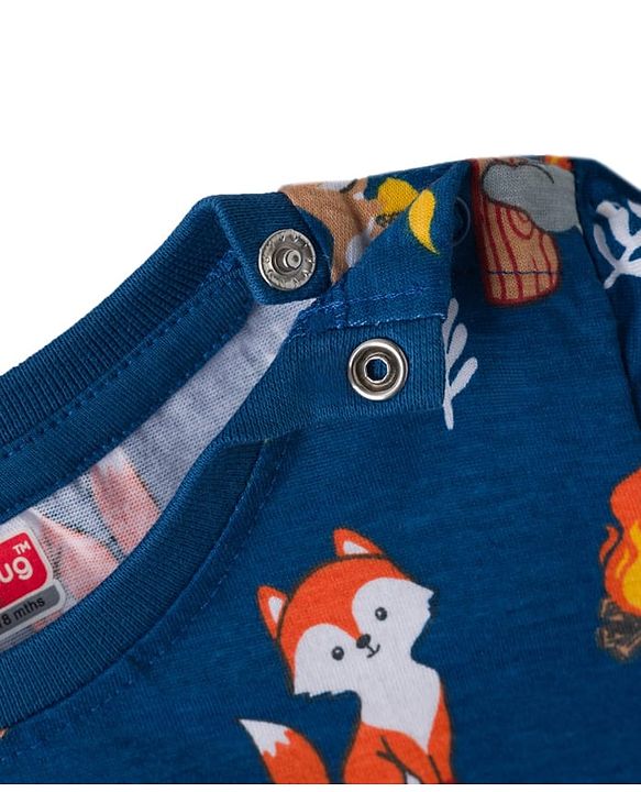 Babyhug 100 % Cotton Knit Full Sleeves T-Shirt with Stripes & Animal Print Pack of 3 - Red & Navy Blue