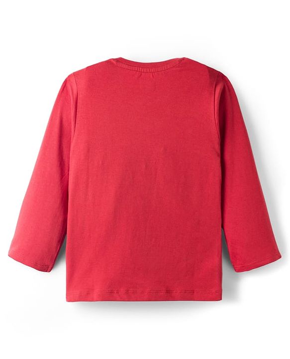 Babyhug 100 % Cotton Knit Full Sleeves T-Shirt with Stripes & Animal Print Pack of 3 - Red & Navy Blue
