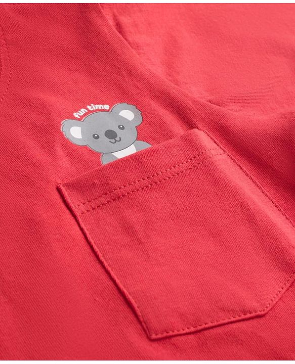 Babyhug 100 % Cotton Knit Full Sleeves T-Shirt with Stripes & Animal Print Pack of 3 - Red & Navy Blue