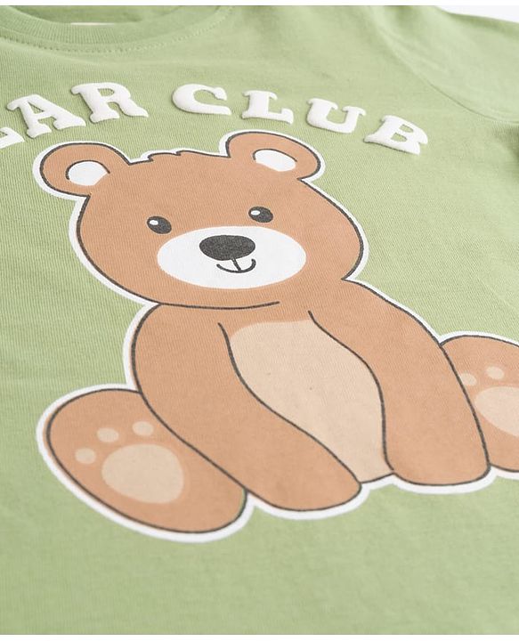 Babyhug 100% Cotton Full Sleeves T-Shirt With Animal Print - Olive Green