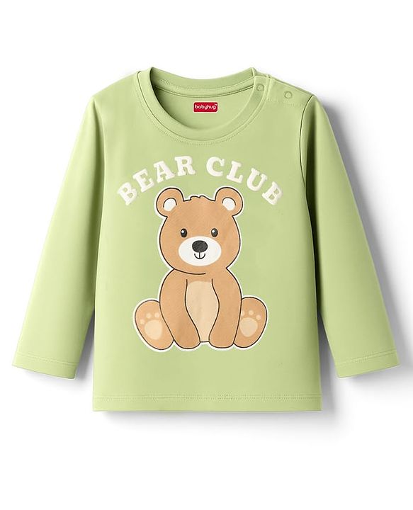 Babyhug 100% Cotton Full Sleeves T-Shirt With Animal Print - Olive Green