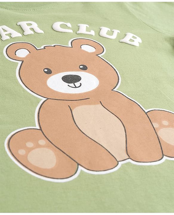 Babyhug 100% Cotton Full Sleeves T-Shirt With Animal Print - Olive Green