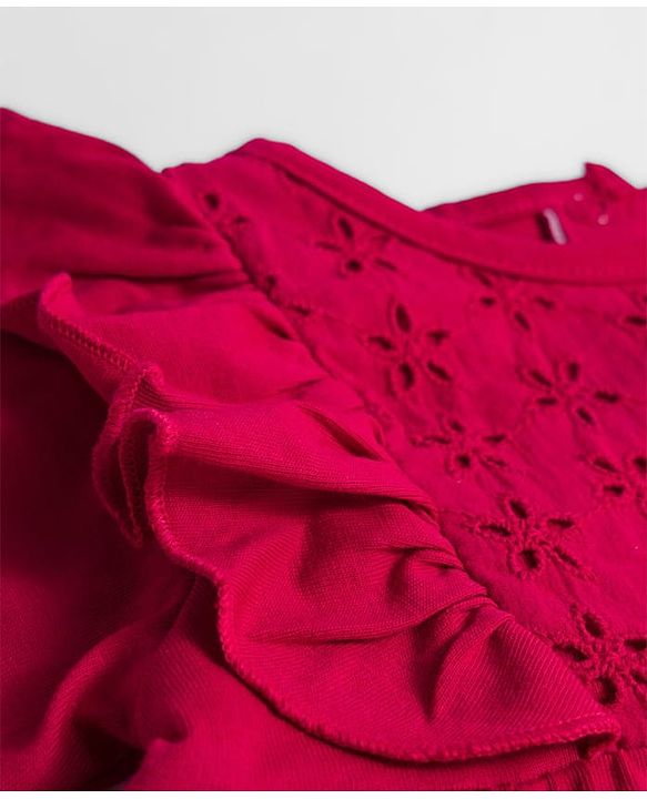 Babyhug 100% Cotton Knit Full Sleeves Solid Top - Red