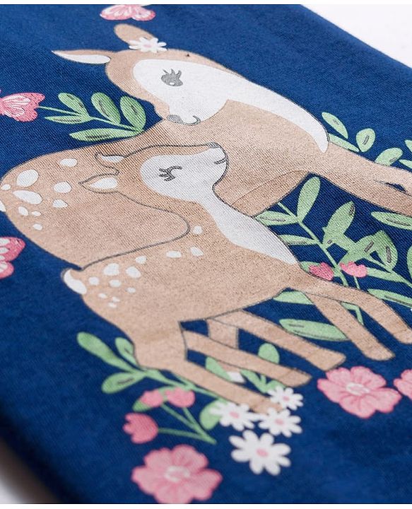 Babyhug 100% Cotton Single Jersey Knit Full Sleeves T-Shirt With Floral & Animal Print Pack Of 3 - Navy Blue Pink & White