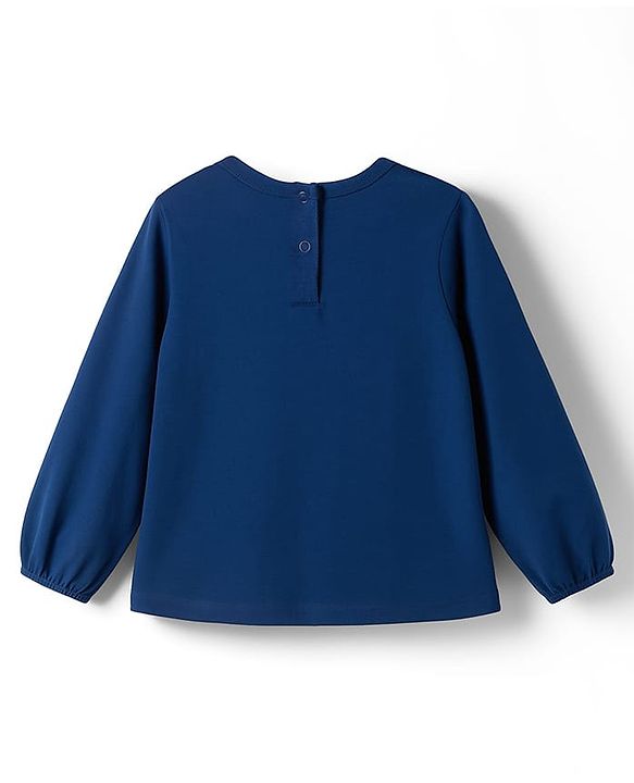 Babyhug Single Jersey Knit Full Sleeves Top With Floral Print - Navy Blue