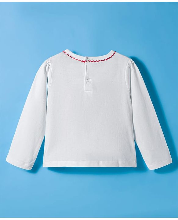 Babyhug 100% Cotton Knit Full Sleeves Top with Heart Print - White