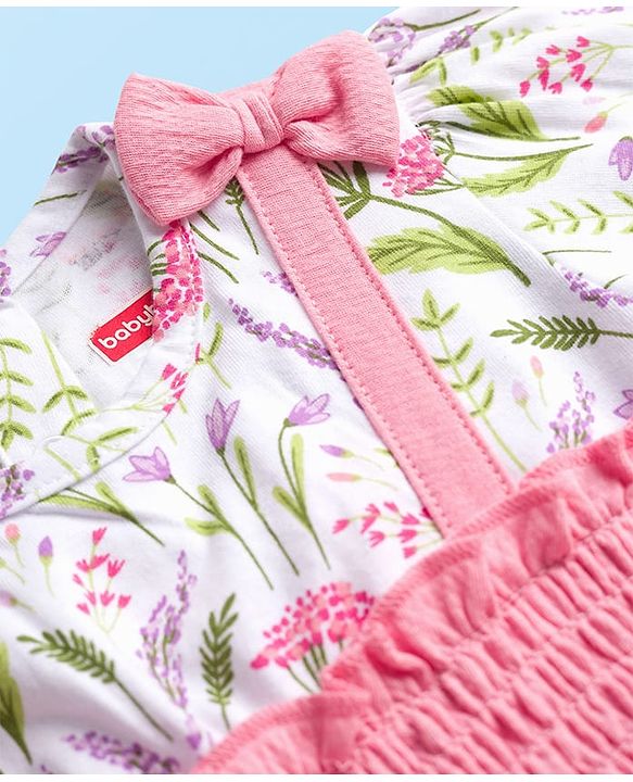 Babyhug 100% Cotton Single Jersey Knit Full Sleeves Tops With Floral Print - Pink