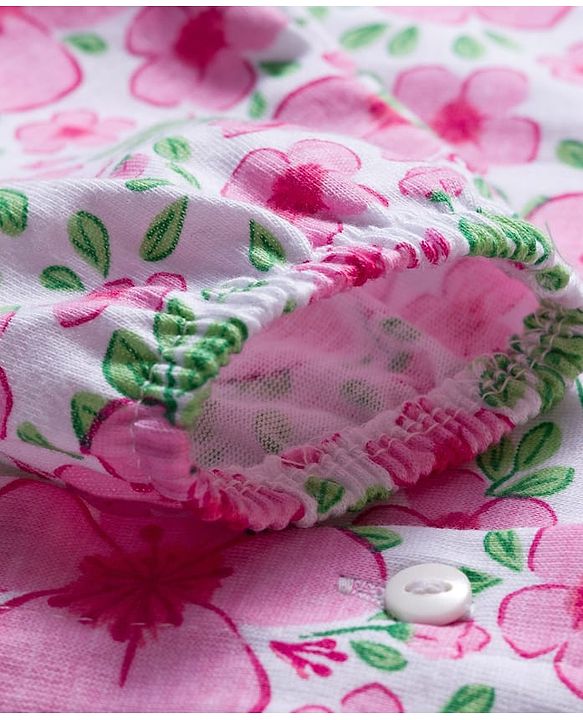 Babyhug 100% Cotton Knit Full Sleeves Top with Floral Print - Multicolor