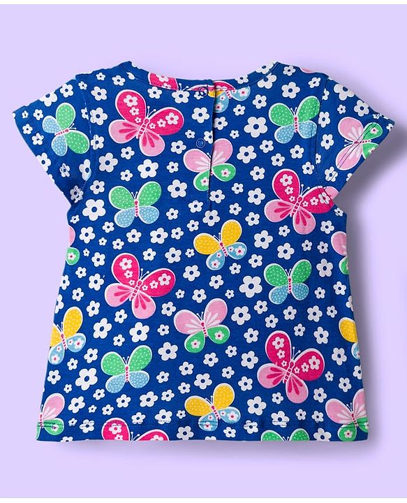 Babyhug 100% Cotton Knit Half Sleeves T-Shirts with Floral & Butterfly Print Pack of 5 - Multicolor