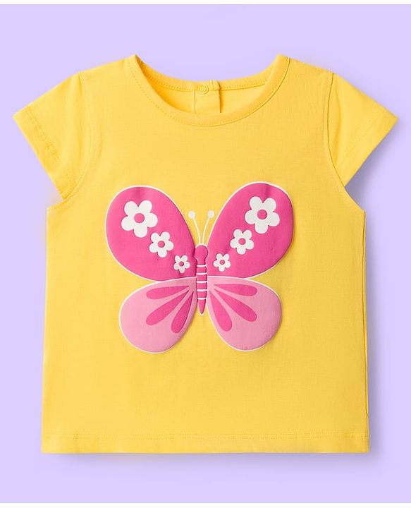 Babyhug 100% Cotton Knit Half Sleeves T-Shirts with Floral & Butterfly Print Pack of 5 - Multicolor