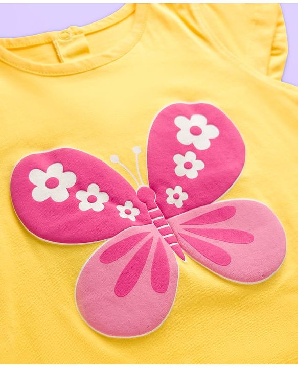 Babyhug 100% Cotton Knit Half Sleeves T-Shirts with Floral & Butterfly Print Pack of 5 - Multicolor