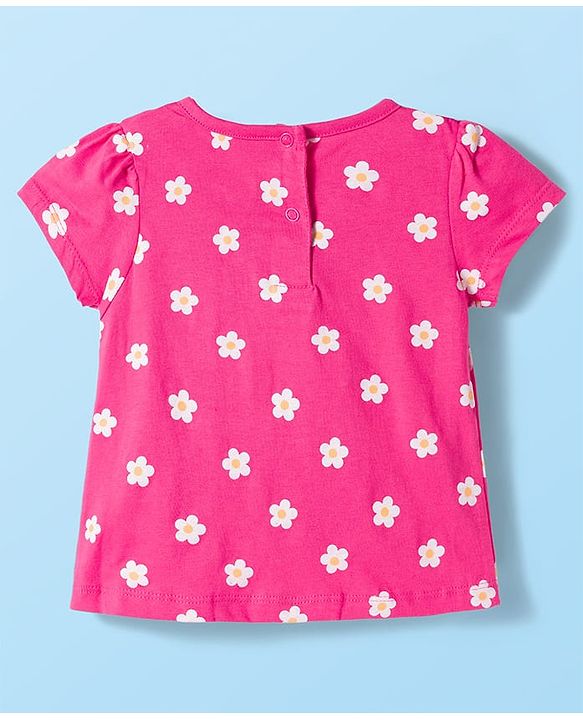 Babyhug 100% Cotton Knit Half Sleeves T-Shirts With Floral & Polka Dot Print Pack of 5 - Multicolor