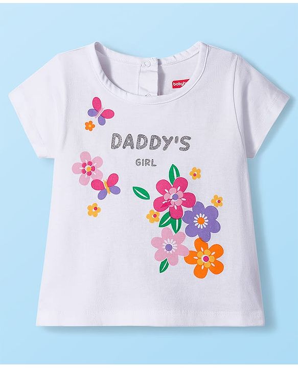 Babyhug 100% Cotton Knit Half Sleeves T-Shirts With Floral & Polka Dot Print Pack of 5 - Multicolor