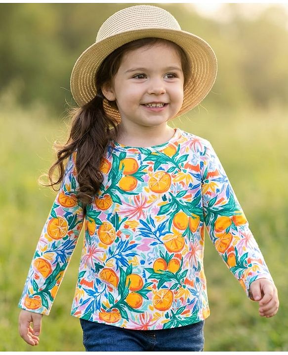 Babyhug 100% Cotton Knit Full Sleeves Top with Floral Print - Multicolor