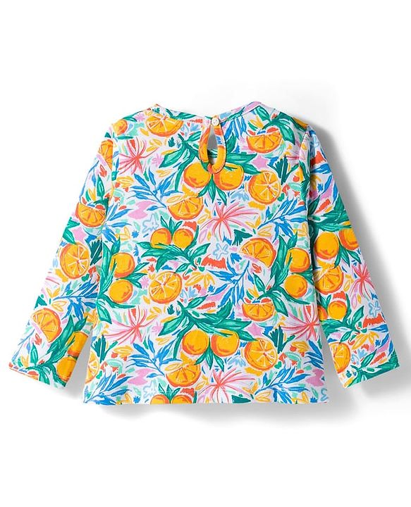 Babyhug 100% Cotton Knit Full Sleeves Top with Floral Print - Multicolor