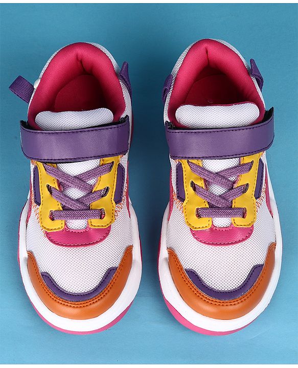 Pine Kids Velcro Closure Solid Casual Shoes - Pink & Purple