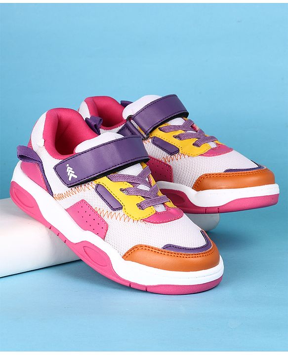 Pine Kids Velcro Closure Solid Casual Shoes - Pink & Purple