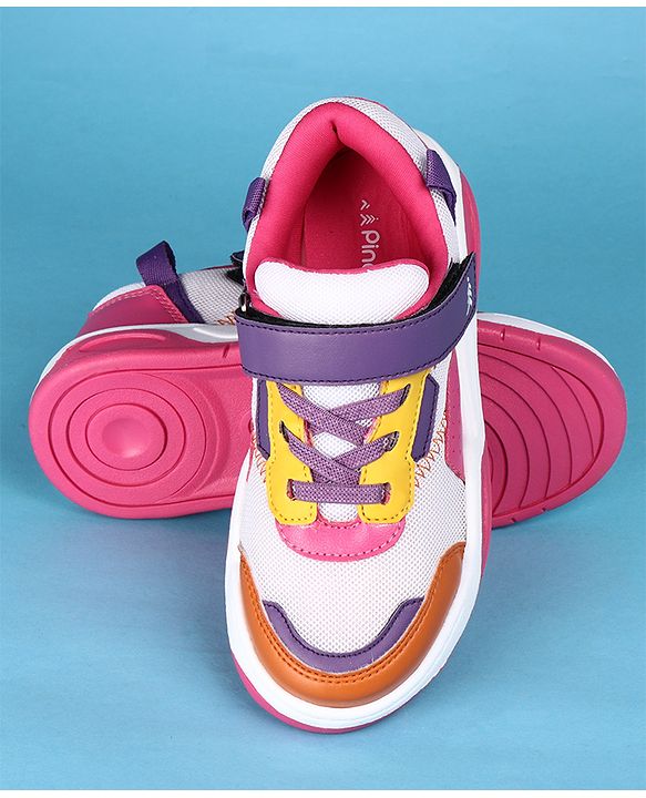 Pine Kids Velcro Closure Solid Casual Shoes - Pink & Purple