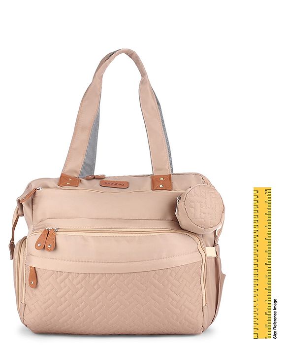 Babyhug 2-in-1 Premium Quilted Multifunctional Tote & Backpack for Travel-  Beige| Convertible Carry| Independent Shoe Compartment| Dry & Wet Separation|Insulated Bottle Pouch|Large Capacity Organizer
