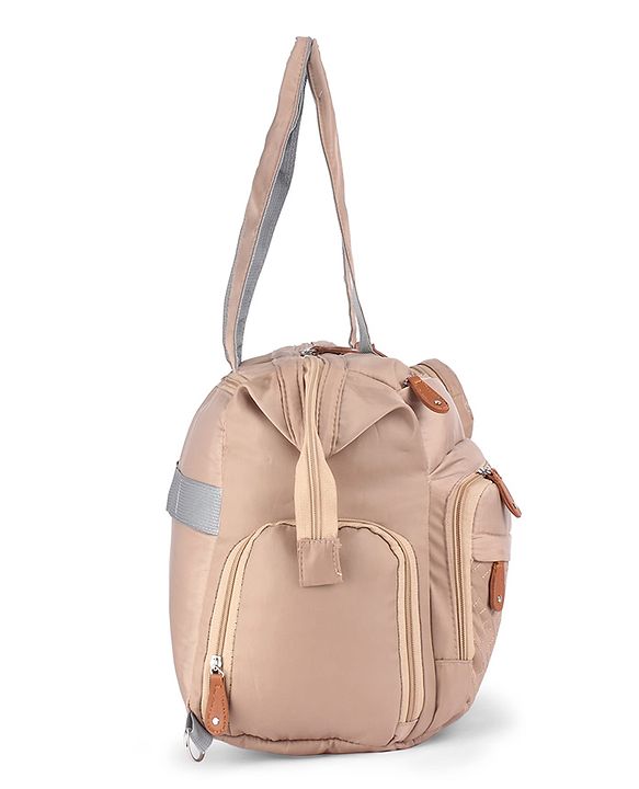 Babyhug 2-in-1 Premium Quilted Multifunctional Tote & Backpack for Travel-  Beige| Convertible Carry| Independent Shoe Compartment| Dry & Wet Separation|Insulated Bottle Pouch|Large Capacity Organizer