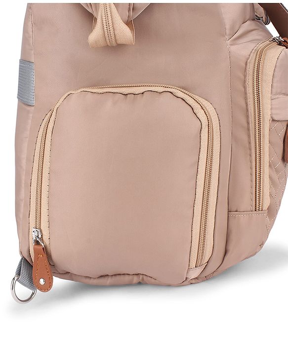 Babyhug 2-in-1 Premium Quilted Multifunctional Tote & Backpack for Travel-  Beige| Convertible Carry| Independent Shoe Compartment| Dry & Wet Separation|Insulated Bottle Pouch|Large Capacity Organizer