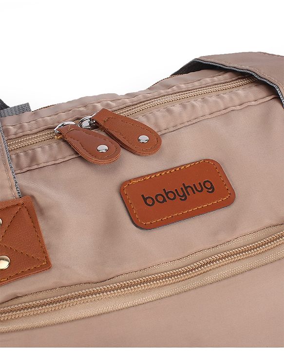 Babyhug 2-in-1 Premium Quilted Multifunctional Tote & Backpack for Travel-  Beige| Convertible Carry| Independent Shoe Compartment| Dry & Wet Separation|Insulated Bottle Pouch|Large Capacity Organizer