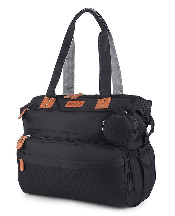 Babyhug 2-in-1 Premium Quilted Multifunctional Tote & Backpack for Travel-  Beige| Convertible Carry| Independent Shoe Compartment| Dry & Wet Separation|Insulated Bottle Pouch|Large Capacity Organizer
