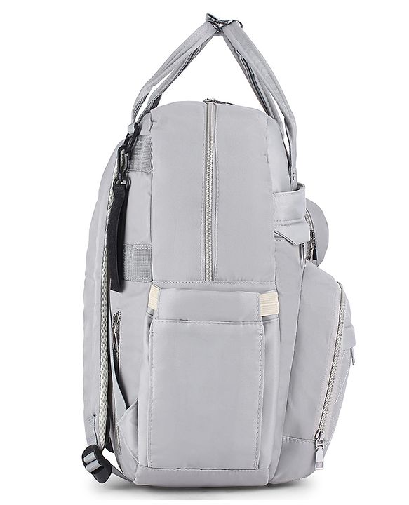 Babyhug Quilted Multipurpose Diaper Backpack with Changing Mat - Grey| Detachable Pacifier Pouch| Adjustable Shoulder Straps| Spacious Multi-Compartment Storage| Wipes Dispenser| Side Bottle Pocket