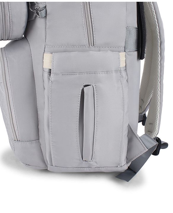 Babyhug Quilted Multipurpose Diaper Backpack with Changing Mat - Grey| Detachable Pacifier Pouch| Adjustable Shoulder Straps| Spacious Multi-Compartment Storage| Wipes Dispenser| Side Bottle Pocket