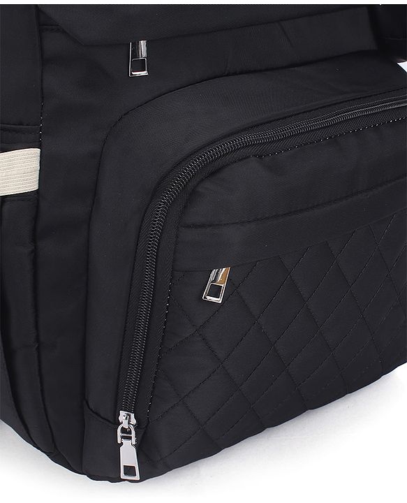 Babyhug Quilted Multipurpose Diaper Backpack with Changing Mat - Grey| Detachable Pacifier Pouch| Adjustable Shoulder Straps| Spacious Multi-Compartment Storage| Wipes Dispenser| Side Bottle Pocket
