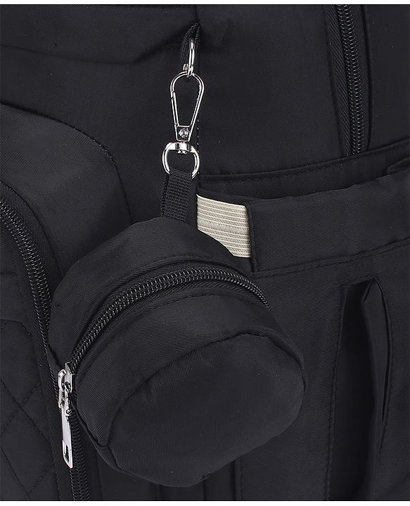 Babyhug Quilted Multipurpose Diaper Backpack with Changing Mat - Grey| Detachable Pacifier Pouch| Adjustable Shoulder Straps| Spacious Multi-Compartment Storage| Wipes Dispenser| Side Bottle Pocket