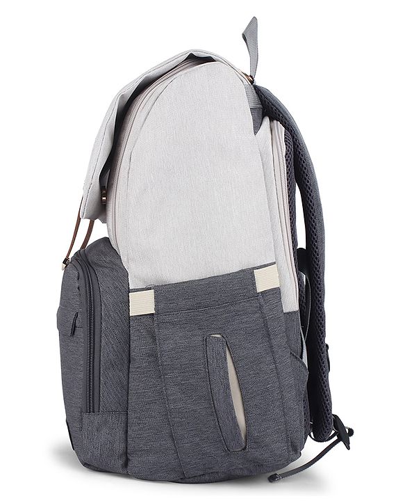 Babyhug Premium Multipurpose Diaper Backpack - Black Grey| USB Charging Port| Insulated Bottle Pockets| Diaper Changing Mat| Padded Shoulder Strap|Side Bottle Pocket|Wipes Dispenser| Water Resistant
