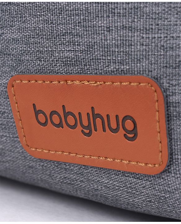 Babyhug Premium Multipurpose Diaper Backpack - Black Grey| USB Charging Port| Insulated Bottle Pockets| Diaper Changing Mat| Padded Shoulder Strap|Side Bottle Pocket|Wipes Dispenser| Water Resistant