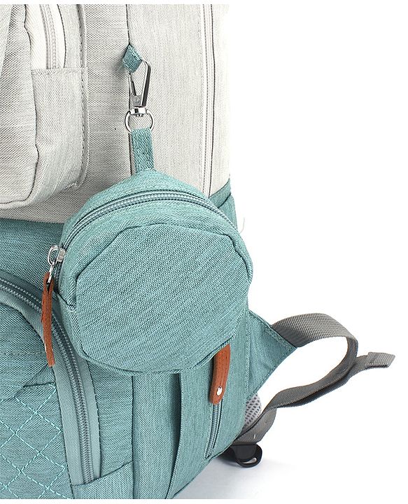 Babyhug Multipurpose Diaper Backpack - Sea Green| Insulated Bottle Pockets| Diaper Changing Mat| Adjustable Shoulder Strap| Side Bottle Pocket| Wipes Dispenser| Water Resistant| Pacifier Case