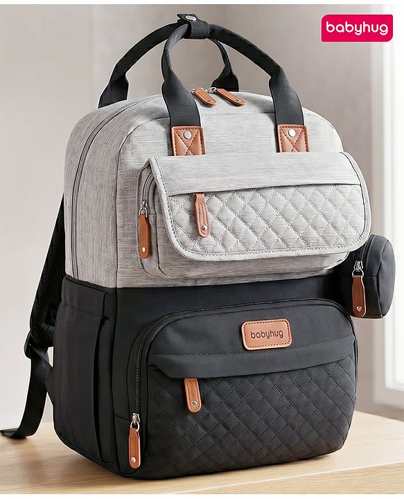 Babyhug Multipurpose Diaper Backpack - Sea Green| Insulated Bottle Pockets| Diaper Changing Mat| Adjustable Shoulder Strap| Side Bottle Pocket| Wipes Dispenser| Water Resistant| Pacifier Case