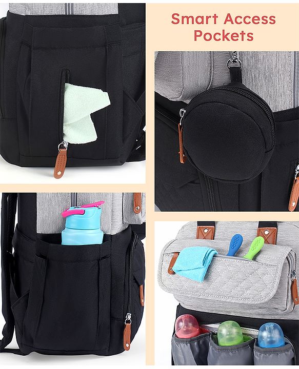 Babyhug Multipurpose Diaper Backpack - Sea Green| Insulated Bottle Pockets| Diaper Changing Mat| Adjustable Shoulder Strap| Side Bottle Pocket| Wipes Dispenser| Water Resistant| Pacifier Case