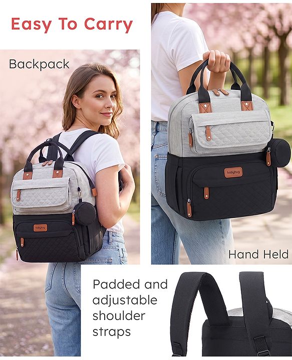 Babyhug Multipurpose Diaper Backpack - Sea Green| Insulated Bottle Pockets| Diaper Changing Mat| Adjustable Shoulder Strap| Side Bottle Pocket| Wipes Dispenser| Water Resistant| Pacifier Case
