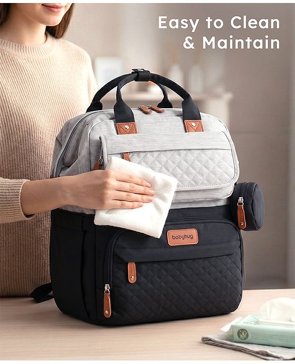 Babyhug Multipurpose Diaper Backpack - Sea Green| Insulated Bottle Pockets| Diaper Changing Mat| Adjustable Shoulder Strap| Side Bottle Pocket| Wipes Dispenser| Water Resistant| Pacifier Case
