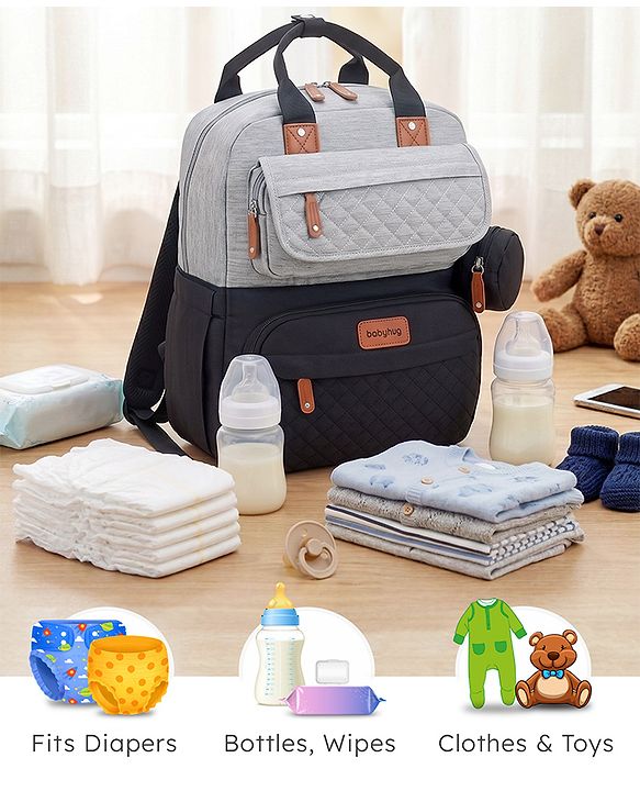 Babyhug Multipurpose Diaper Backpack - Sea Green| Insulated Bottle Pockets| Diaper Changing Mat| Adjustable Shoulder Strap| Side Bottle Pocket| Wipes Dispenser| Water Resistant| Pacifier Case