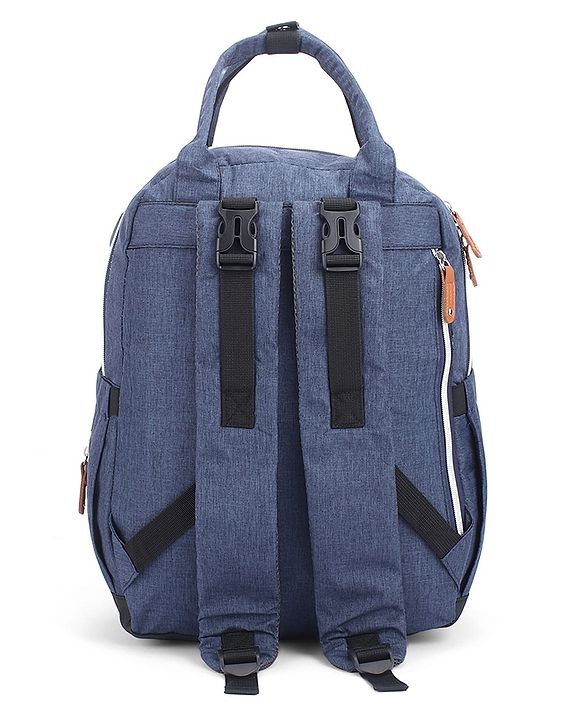Babyhug Premium Quilted Multipurpose Stylish Diaper Backpack| Water Resistant| Insulated Bottle Pouches| Side Bottle Pocket| Wipes Dispenser| Detachable Pacifier Case| Stroller Clip - Blue