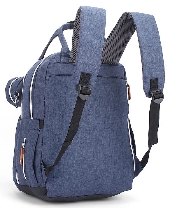 Babyhug Premium Quilted Multipurpose Stylish Diaper Backpack| Water Resistant| Insulated Bottle Pouches| Side Bottle Pocket| Wipes Dispenser| Detachable Pacifier Case| Stroller Clip - Blue