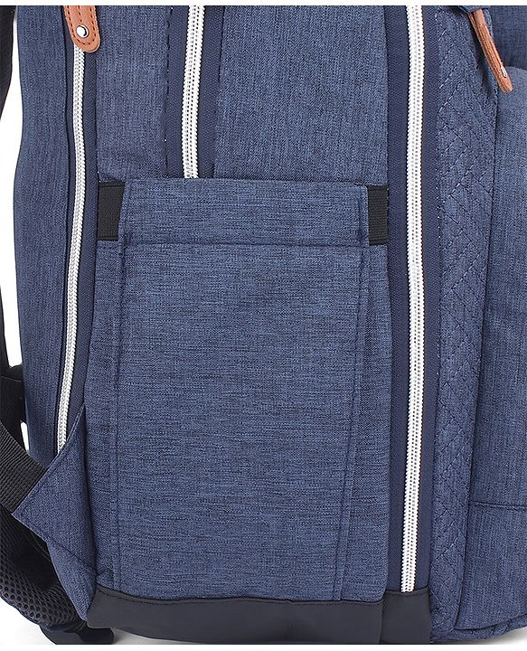 Babyhug Premium Quilted Multipurpose Stylish Diaper Backpack| Water Resistant| Insulated Bottle Pouches| Side Bottle Pocket| Wipes Dispenser| Detachable Pacifier Case| Stroller Clip - Blue