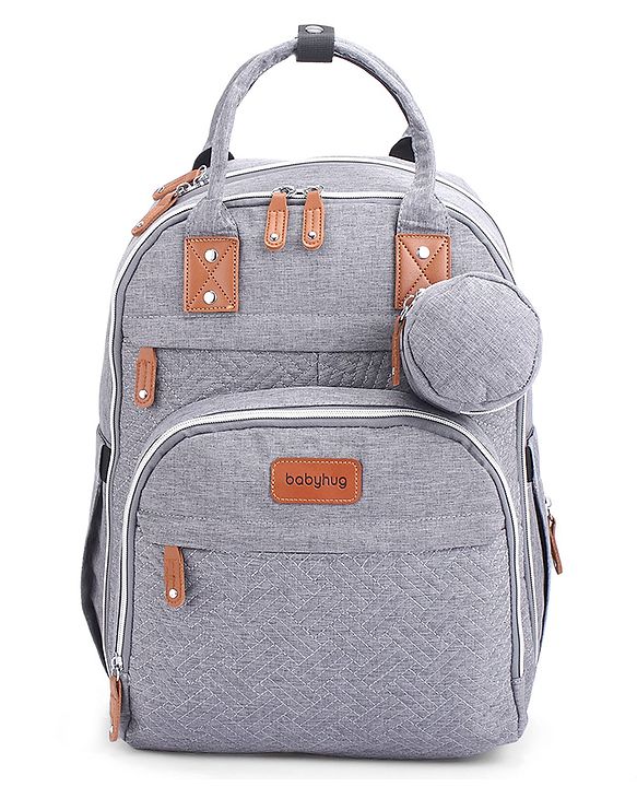 Babyhug Premium Quilted Multipurpose Stylish Diaper Backpack| Water Resistant| Insulated Bottle Pouches| Side Bottle Pocket| Wipes Dispenser| Detachable Pacifier Case| Stroller Clip - Blue