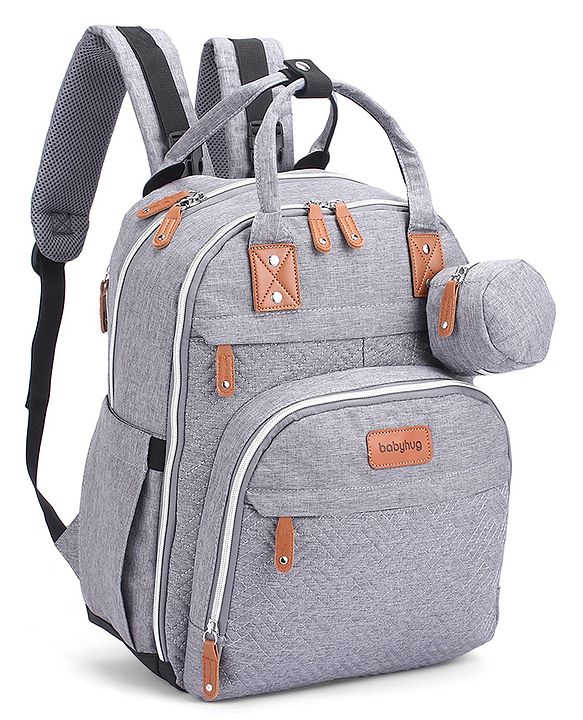 Babyhug Premium Quilted Multipurpose Stylish Diaper Backpack| Water Resistant| Insulated Bottle Pouches| Side Bottle Pocket| Wipes Dispenser| Detachable Pacifier Case| Stroller Clip - Blue