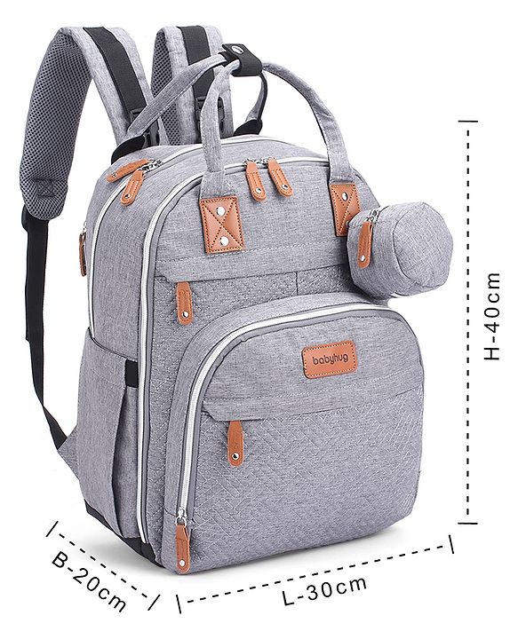 Babyhug Premium Quilted Multipurpose Stylish Diaper Backpack| Water Resistant| Insulated Bottle Pouches| Side Bottle Pocket| Wipes Dispenser| Detachable Pacifier Case| Stroller Clip - Blue