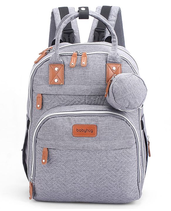 Babyhug Premium Quilted Multipurpose Stylish Diaper Backpack| Water Resistant| Insulated Bottle Pouches| Side Bottle Pocket| Wipes Dispenser| Detachable Pacifier Case| Stroller Clip - Blue