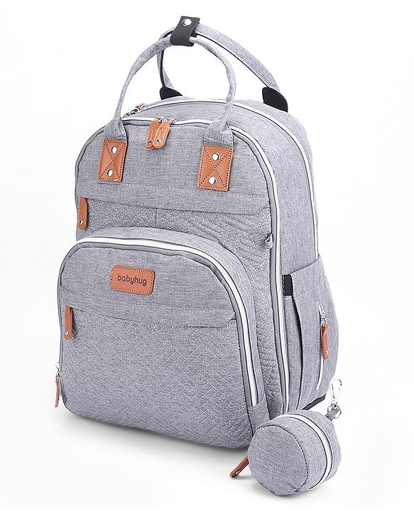 Babyhug Premium Quilted Multipurpose Stylish Diaper Backpack| Water Resistant| Insulated Bottle Pouches| Side Bottle Pocket| Wipes Dispenser| Detachable Pacifier Case| Stroller Clip - Blue